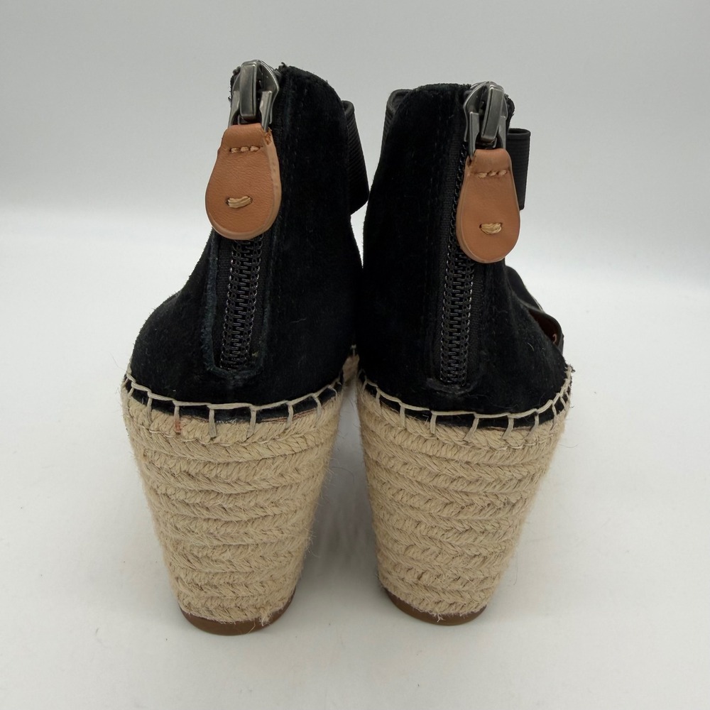 Gentle Souls Kenneth Cole Colleen Cross Elastic Black Suede Wedge Sandals 8M - Picture 2 of 8